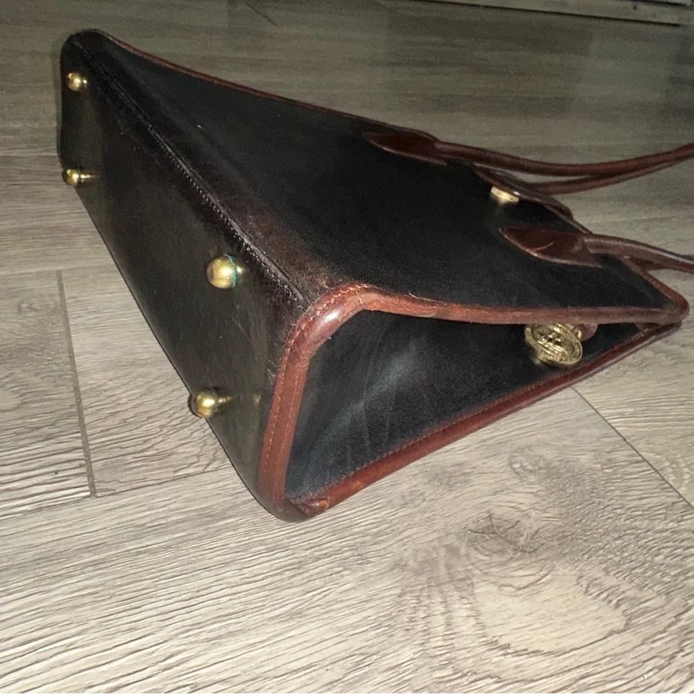 Vintage Brahmin Black Leather Shoulder Bag Tote Purse